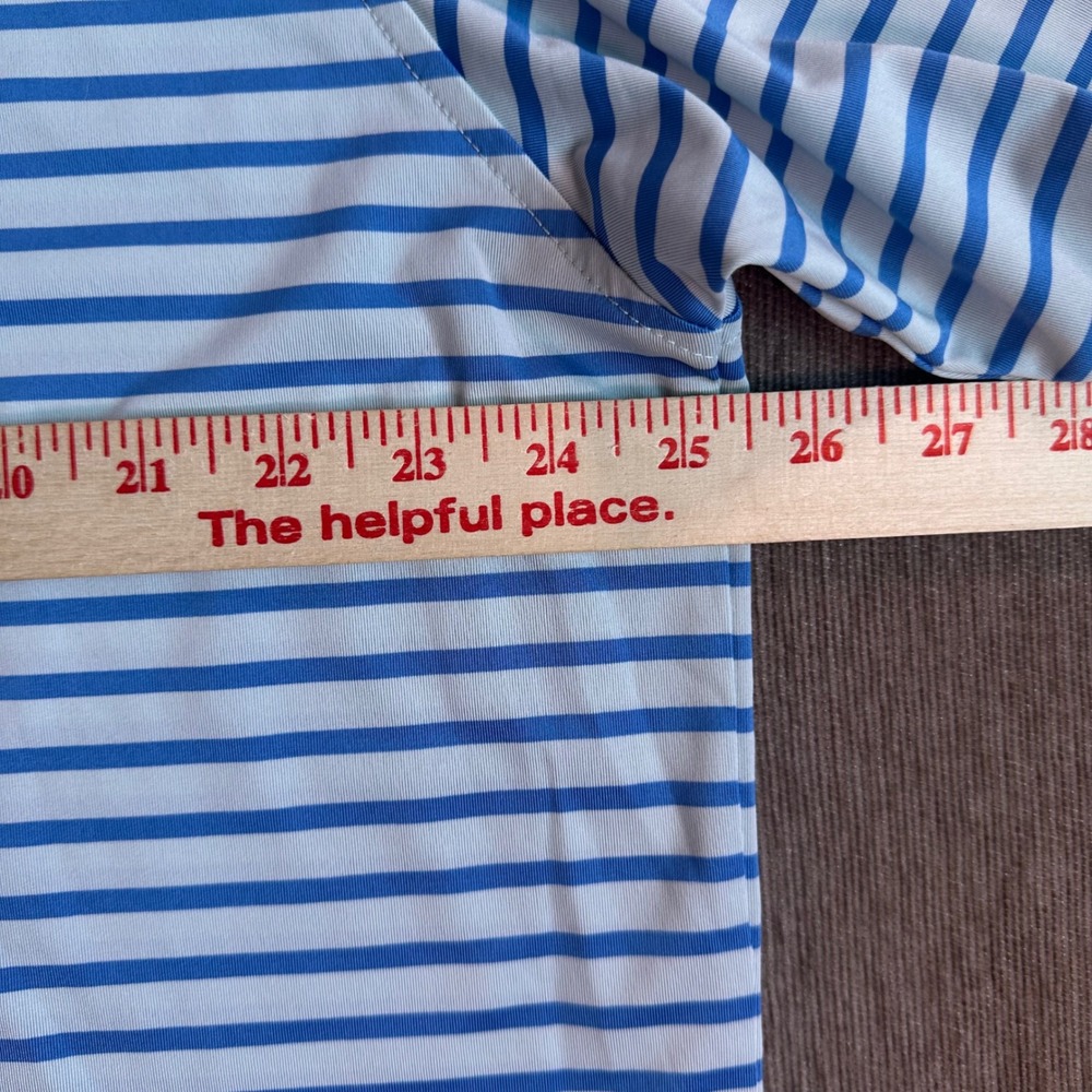 FootJoy Mens XL Golf Polo Shirt Blue White Striped Performance Short Sleeve - Picture 6 of 9